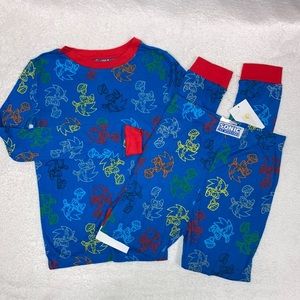 NWT Sonic the hedgehog snug fit cotton pajama set boys size 10